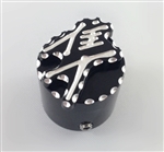 Hayabusa 3D Black/Silver Pocket Engraved Kickstand Center Nut Cover w/Ball Cut Edges