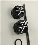 Hayabusa 3D Black And Silver Engraved Front Axle Caps with Smooth Edges