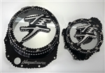 1999-2020 Hayabusa Custom Huge Black/Silver 3D Ball Clutch Clear See Through Clutch Cover & Stator Cover Set